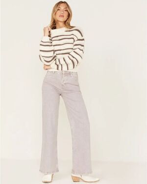 CLEO + WOLF WOMEN'S HIGH RISE LOOSE STRAIGHT JEANS Lavender Denim Size 32